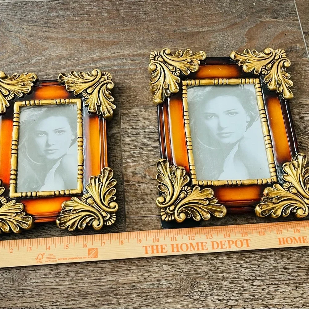 Elegant Gold and Brown Picture Frame Set
